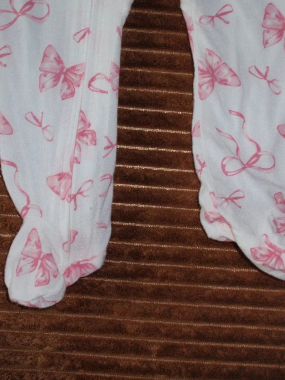 Tres Beau et Belle Baby Girl Footie One-Piece Pajamas Pink Bows Sz 0-3m Newborn